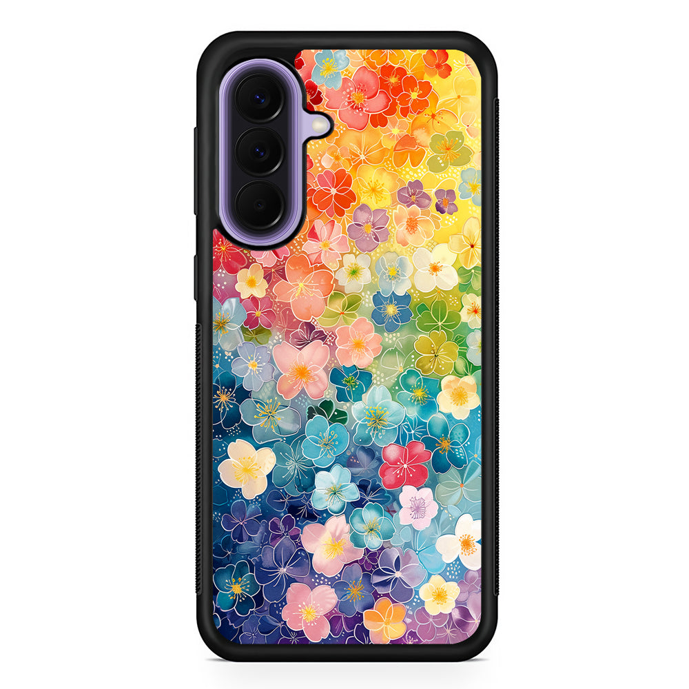 Artistic Rainbow Flower Pattern Samsung Galaxy A57 Case | Slim Samsung Galaxy A57 Rubber Case