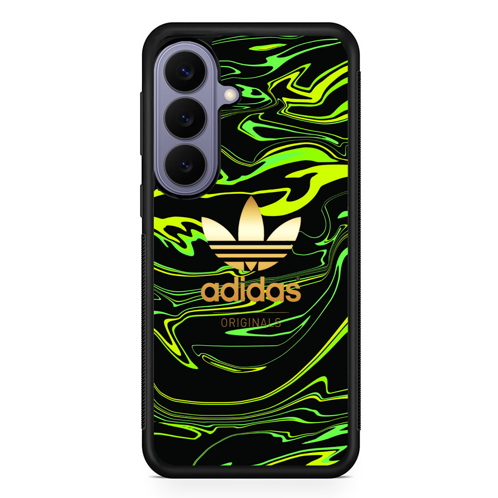 Adidas Green Moss Line Samsung Galaxy S26 Case | Slim Protective Rubber Case for Samsung S26