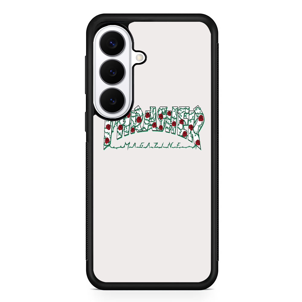 Thrasher White Milk Rose Floral Samsung Galaxy S26 Plus Case | Stylish Protective Cover for Samsung Galaxy S26 Plus