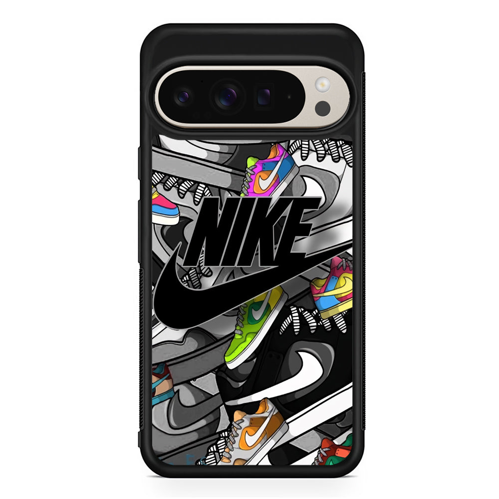 Nike Collection Shoes Black Logo Google Pixel 9 Pro Case | Slim Protective Cover