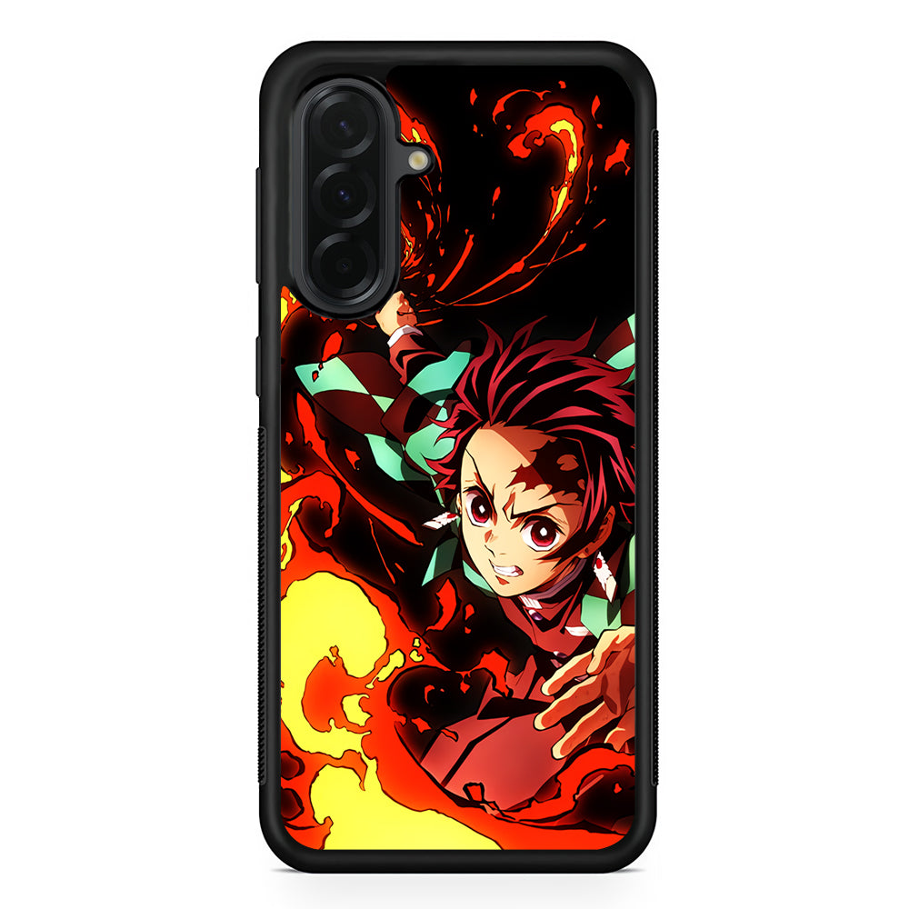 Demon Slayer Tanjiro Battle Mode Samsung Galaxy A36 Case | Protective Rubber Cover