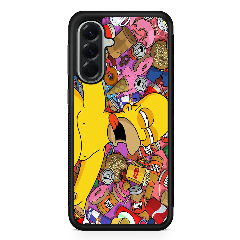 Homer Simpson Faint From Being Full Samsung Galaxy A56 Case | Samsung Galaxy A56 Protective Rubber Case