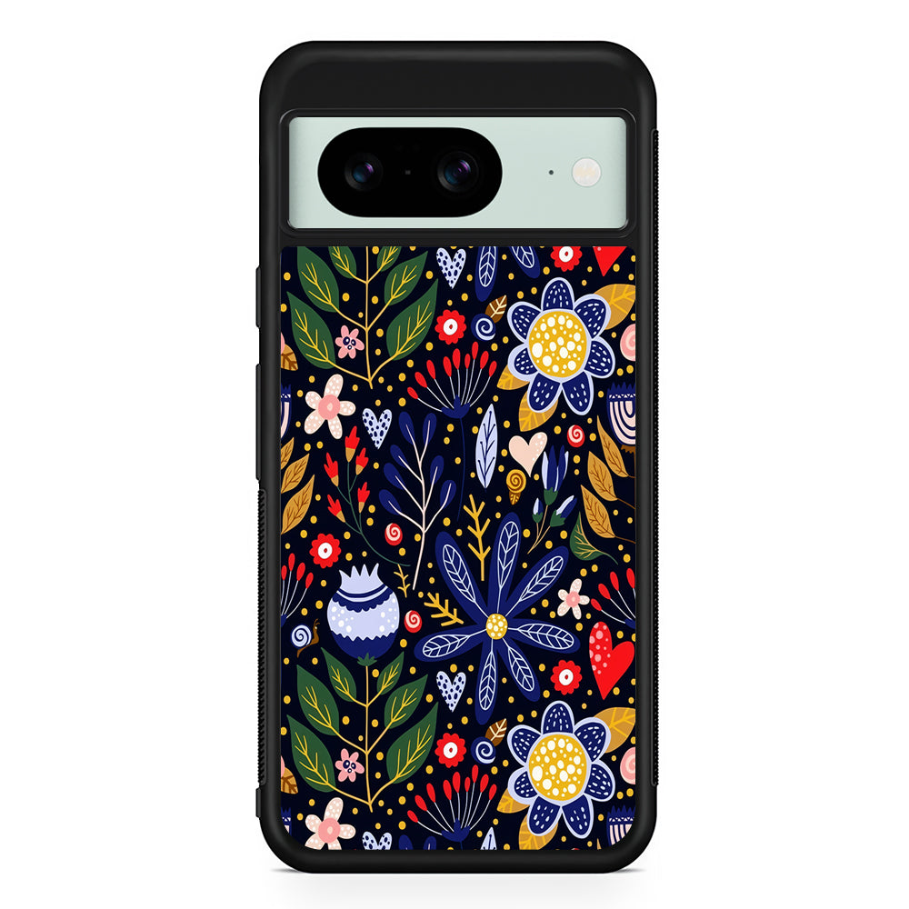 Flowers on a Dark Aesthetic Google Pixel 8 Case | Durable Protective Cover for Google Pixel 8