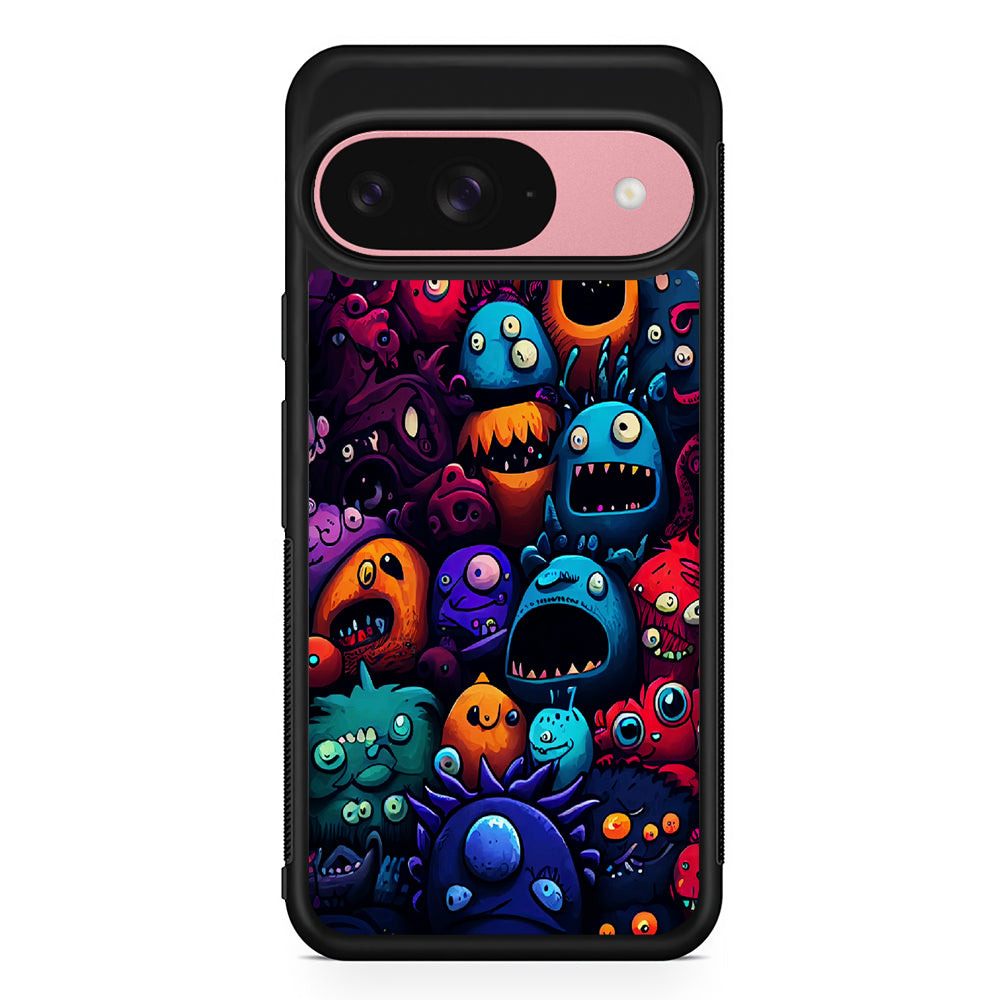 Colorful Monster Doodle Art Google Pixel 9 Case | Google Pixel 9 Protective Rubber Case
