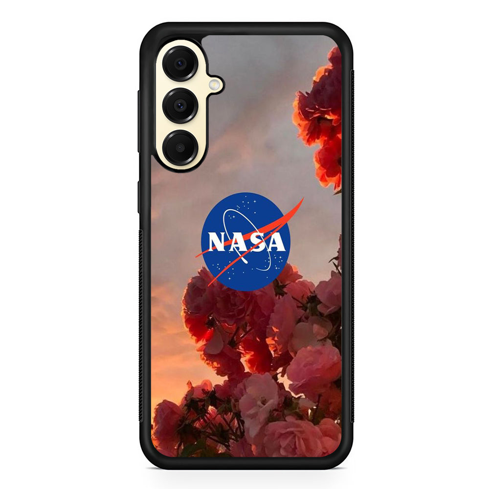 Nasa Logo Pink Flowers Samsung Galaxy A16 Case | Slim Rubber Case for Samsung Galaxy A16