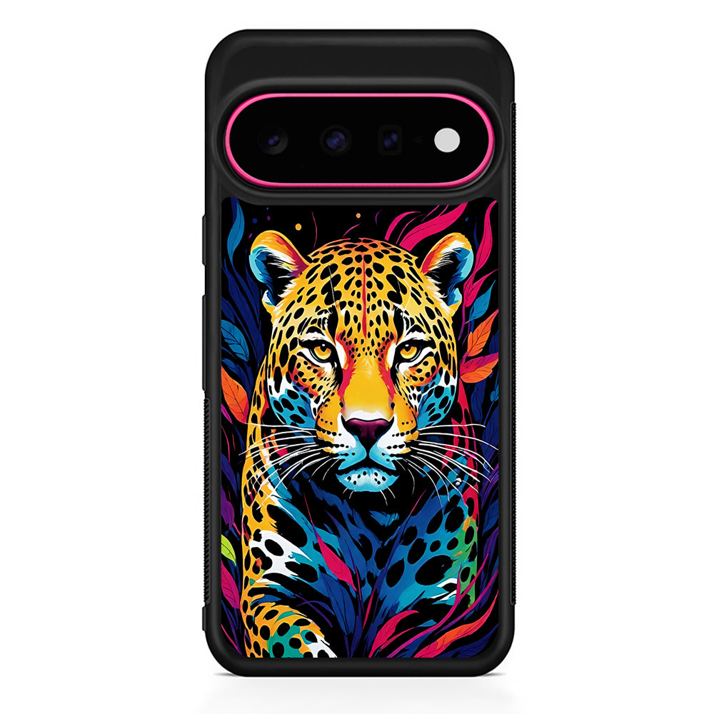 A Colorful Leopard on The Hunt Google Pixel 11 Case | Slim Shockproof Cover