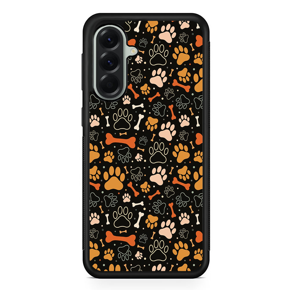 Dog Footprints and Bones Samsung Galaxy A56 Case | Samsung Galaxy A56 Protective Rubber Case