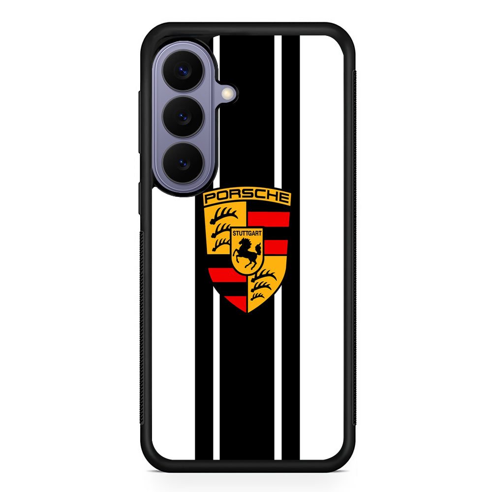 Porsche Stripe White Emblem Samsung Galaxy S26 Case | Lightweight Samsung Galaxy S26 Phone Case
