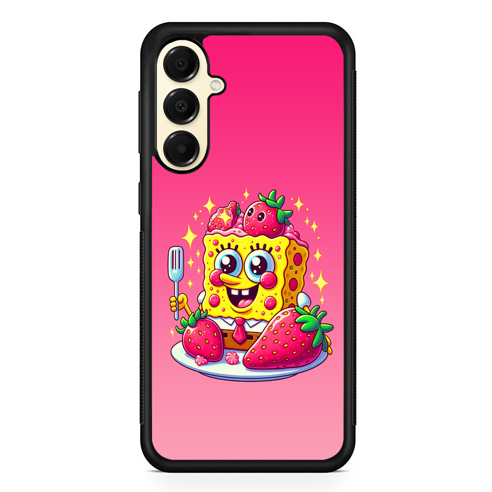 SpongeBob Eating Strawberry Samsung Galaxy A16 Case | Slim Rubber Samsung Galaxy A16 Case