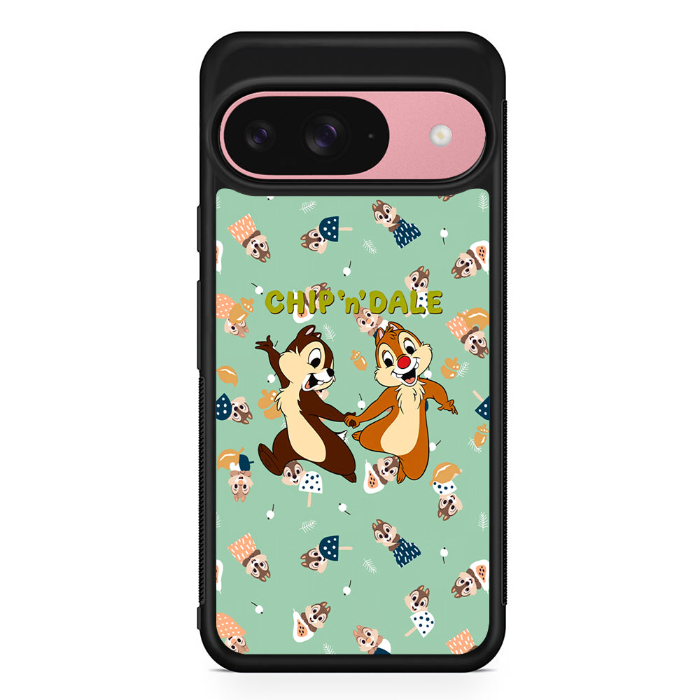 Chip N Dale Walk Happily Google Pixel 9 Case | Google Pixel 9 Protective Rubber Case