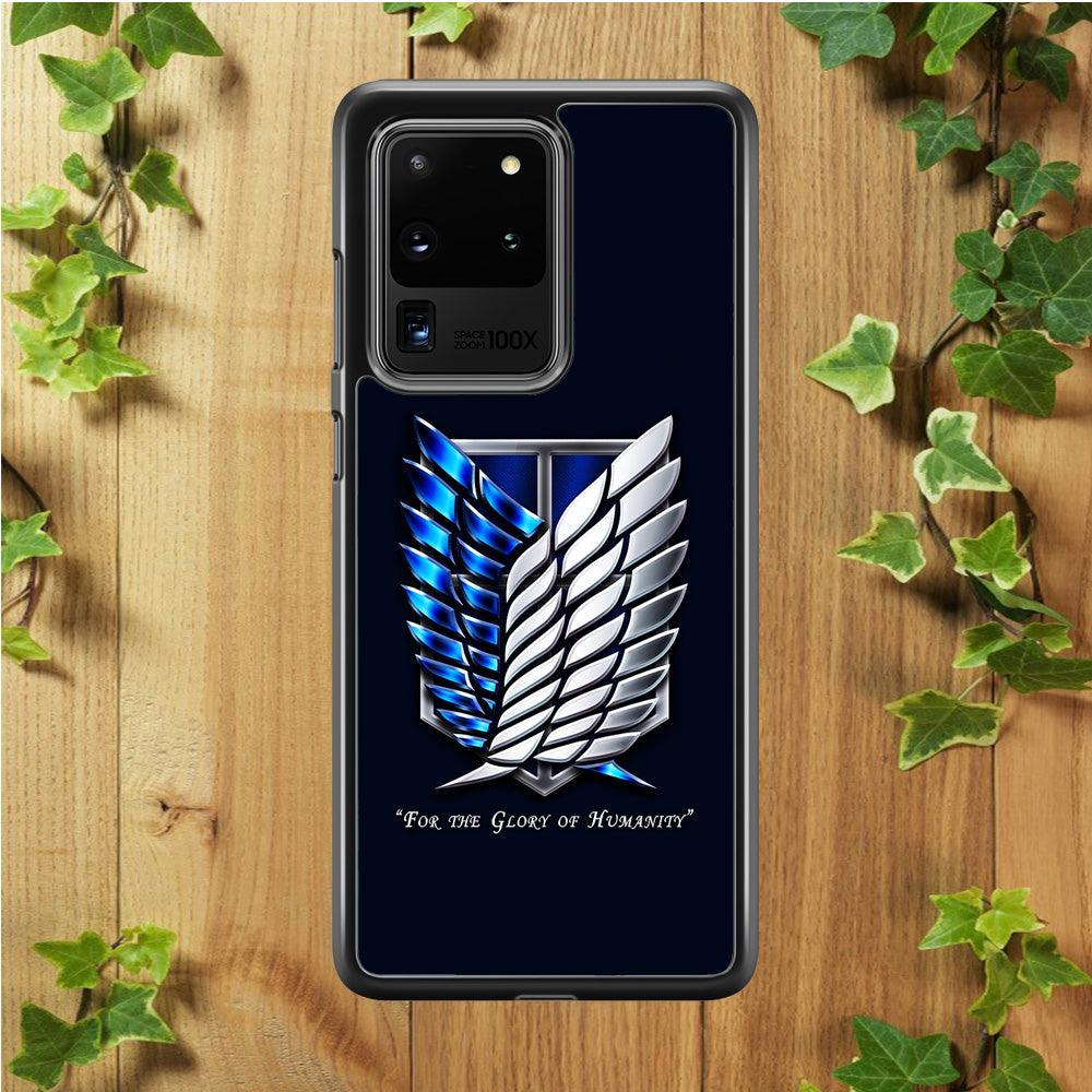 AOT The Survey Corps Blue Samsung Galaxy S20 Ultra Case-Rubber / Black (2D Case)-Xtracase