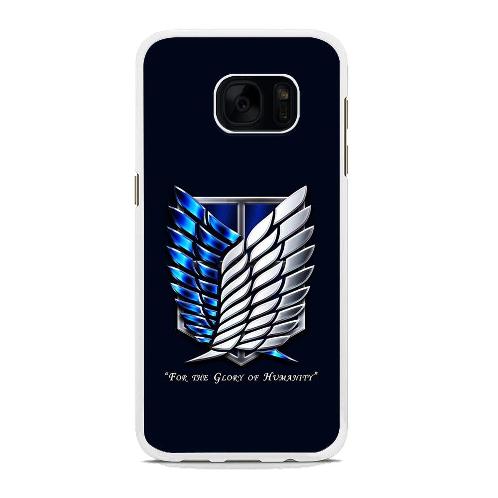 AOT The Survey Corps Blue Samsung Galaxy S7 Edge Case-Rubber / White (2D Case)-Xtracase