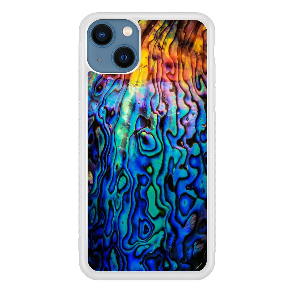 Abalone Shell Colorful iPhone 13 Mini Case-Rubber / White (2D Case)-Xtracase