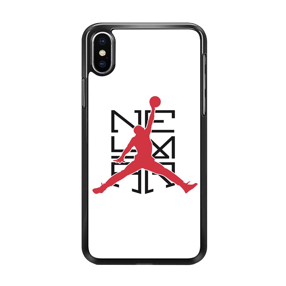 Air Jordan Logo Neymar White iPhone X Case-Rubber / Black (2D Case)-Xtracase