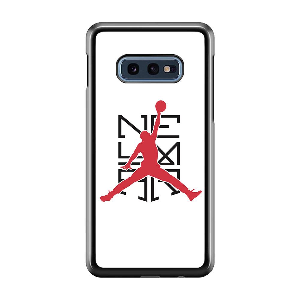 Air Jordan Logo Neymar White Samsung Galaxy S10E Case-Rubber / Black (2D Case)-Xtracase
