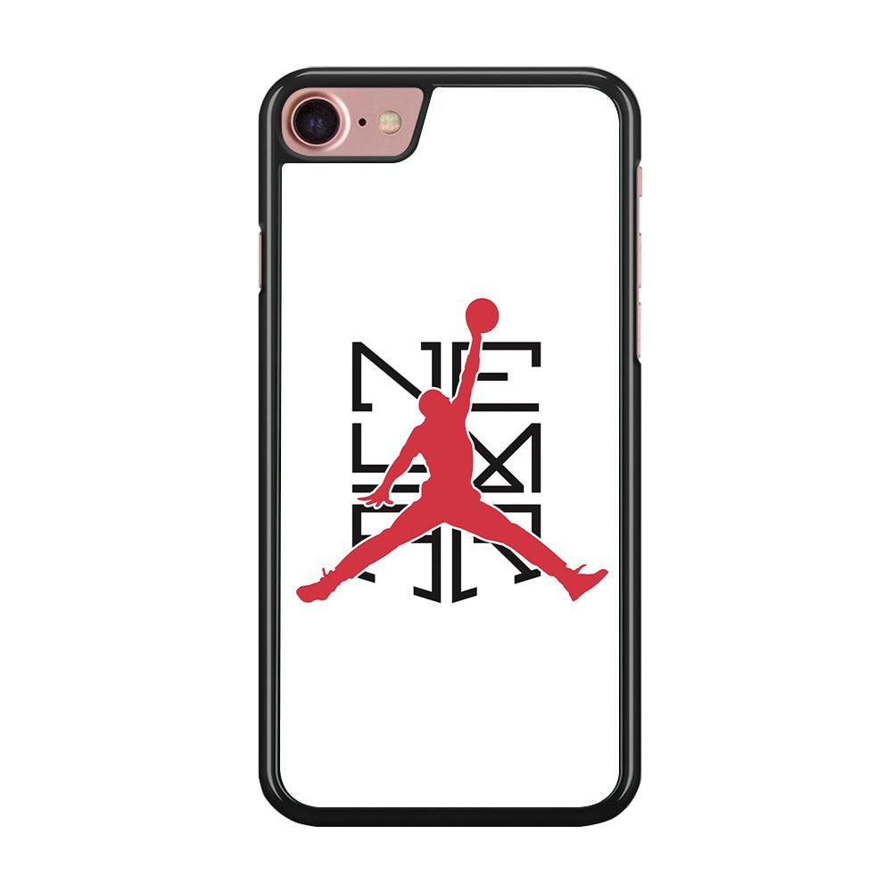 Air Jordan Logo Neymar White iPhone 8 Case-Rubber / Black (2D Case)-Xtracase