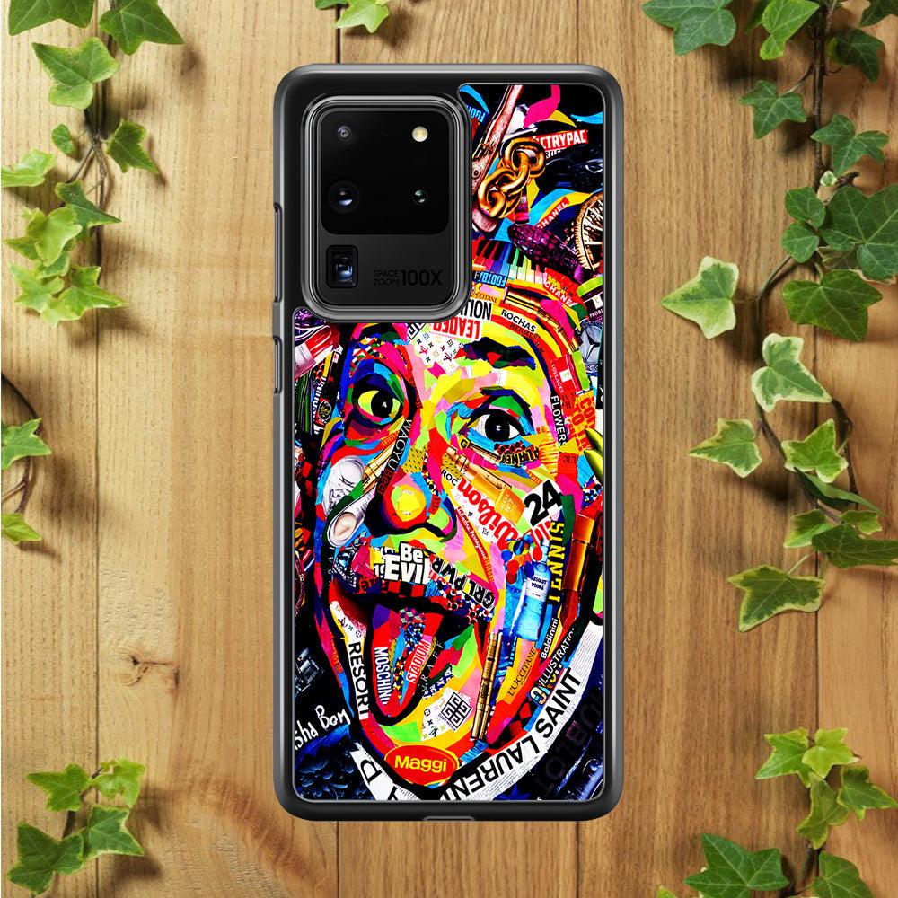 Albert Einstein Art Samsung Galaxy S20 Ultra Case-Rubber / Black (2D Case)-Xtracase