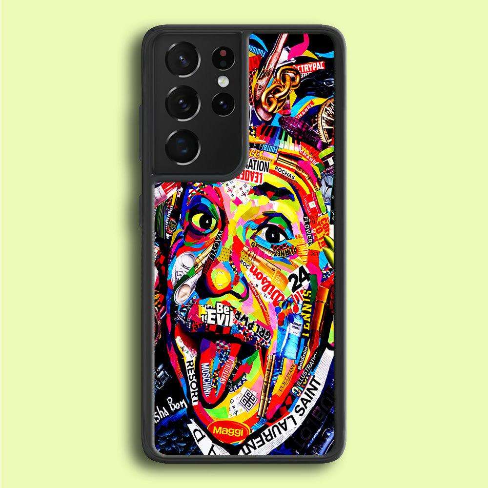 Albert Einstein Art Samsung Galaxy S25 Ultra Case-Rubber / Black (2D Case)-Xtracase