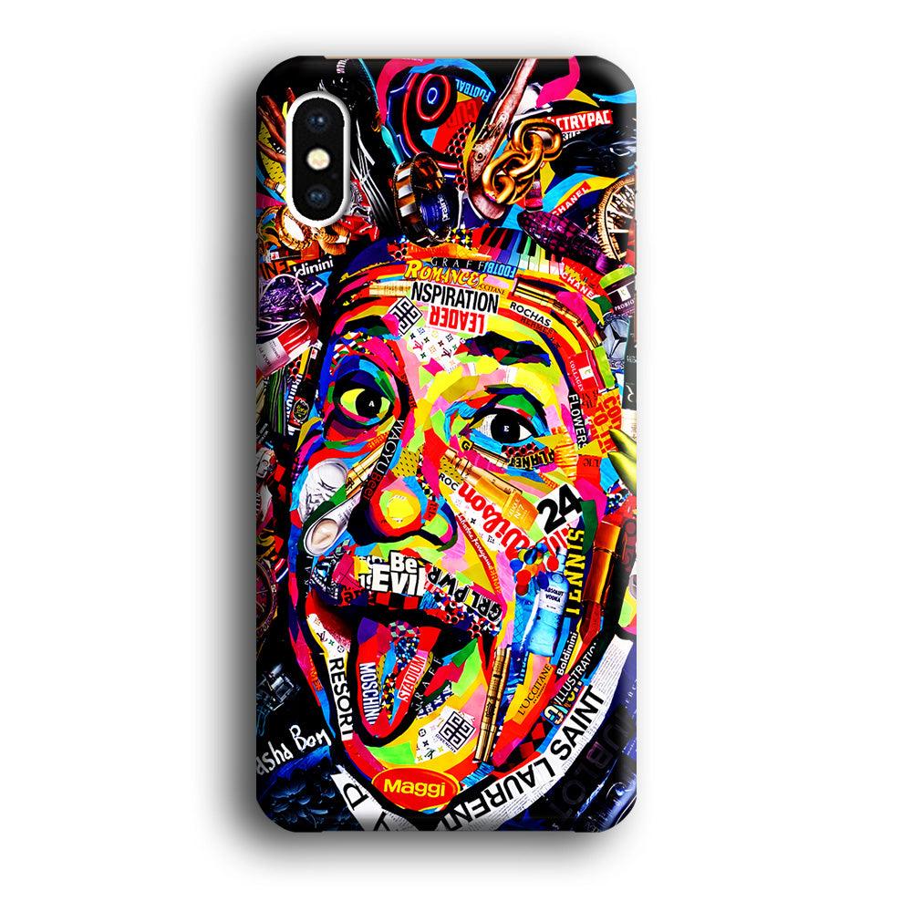 Albert Einstein Art iPhone Xs Case-Plastic / Full Wrap (3D Case)-Xtracase