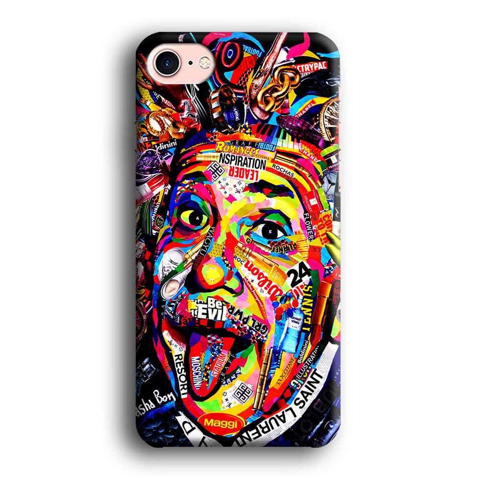 Albert Einstein Art iPhone SE 2020 Case-Plastic / Full Wrap (3D Case)-Xtracase