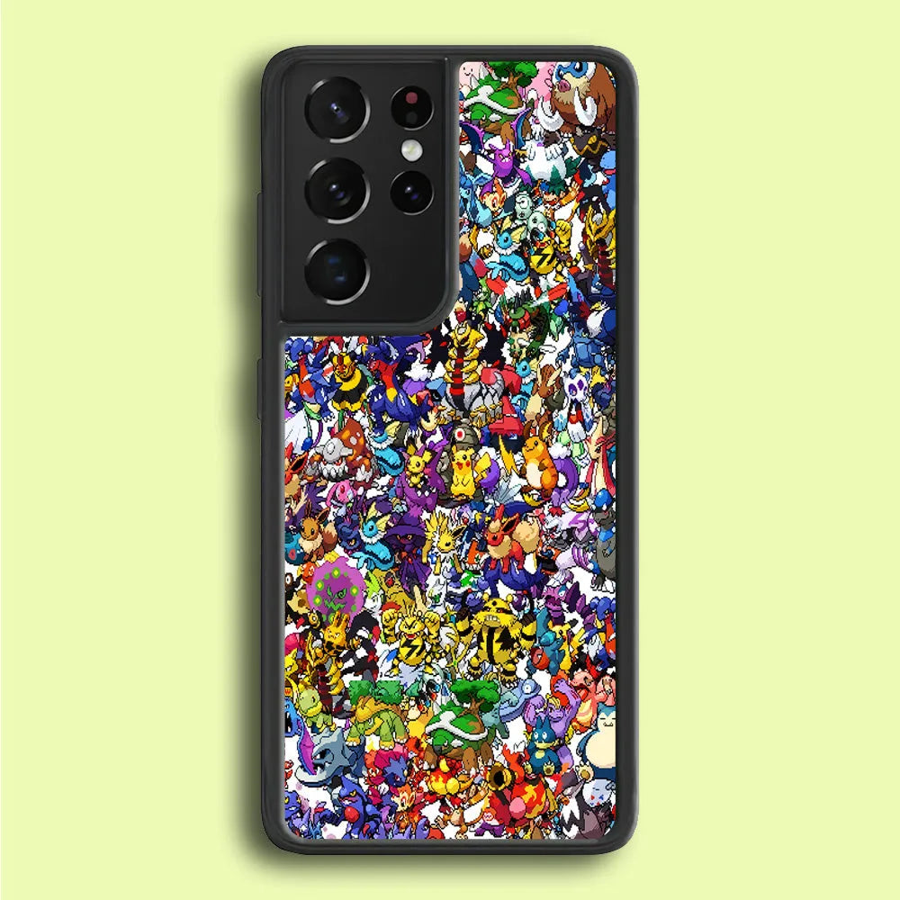 All Pokemon characters Samsung Galaxy S25 Ultra Case-Rubber / Black (2D Case)-Xtracase