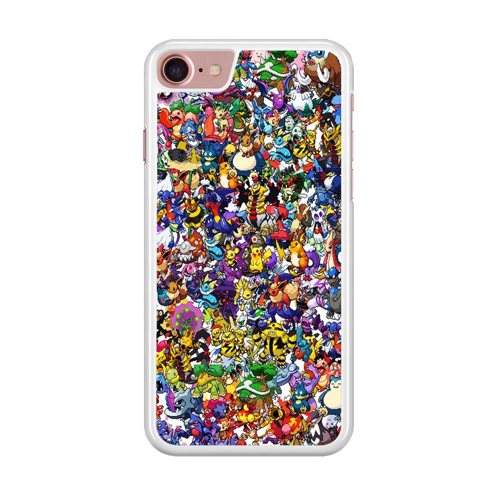 All Pokemon characters iPhone SE 2020 Case-Rubber / White (2D Case)-Xtracase