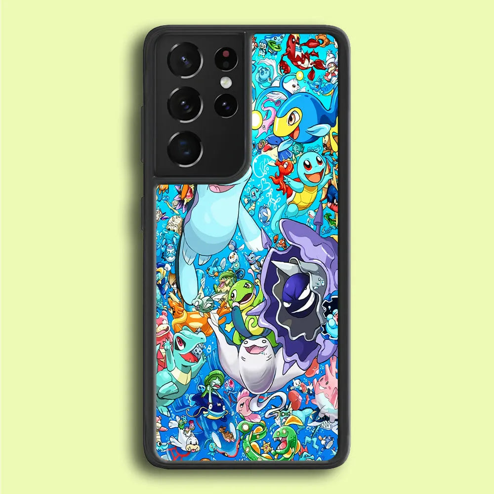 All Water Pokemon Samsung Galaxy S25 Ultra Case-Rubber / Black (2D Case)-Xtracase