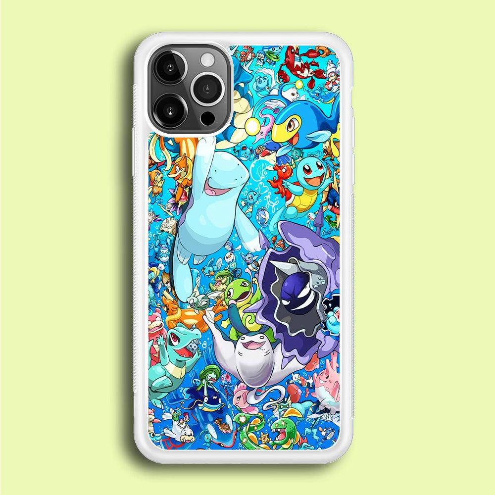 All Water Pokemon iPhone 12 Pro Max Case-Rubber / White (2D Case)-Xtracase