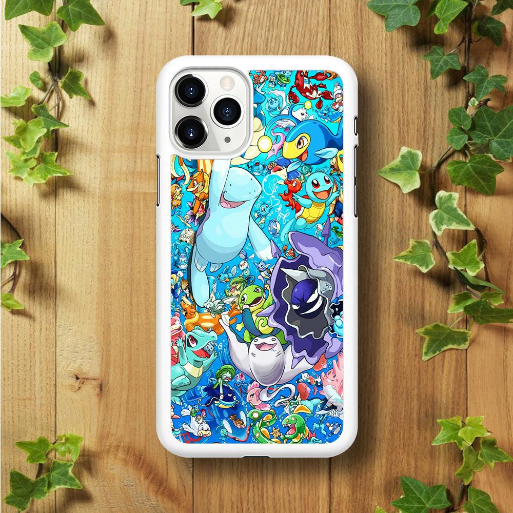All Water Pokemon iPhone 11 Pro Case-Rubber / White (2D Case)-Xtracase