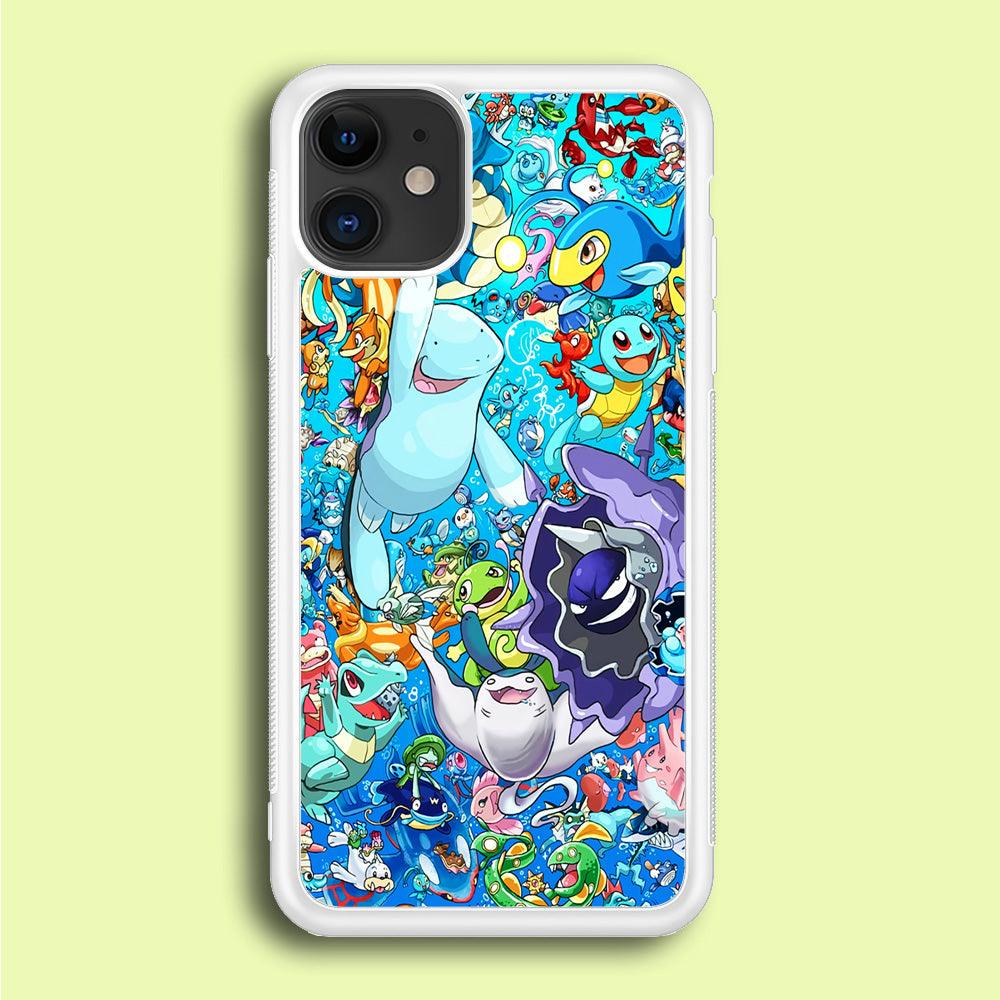 All Water Pokemon iPhone 12 Mini Case-Rubber / White (2D Case)-Xtracase
