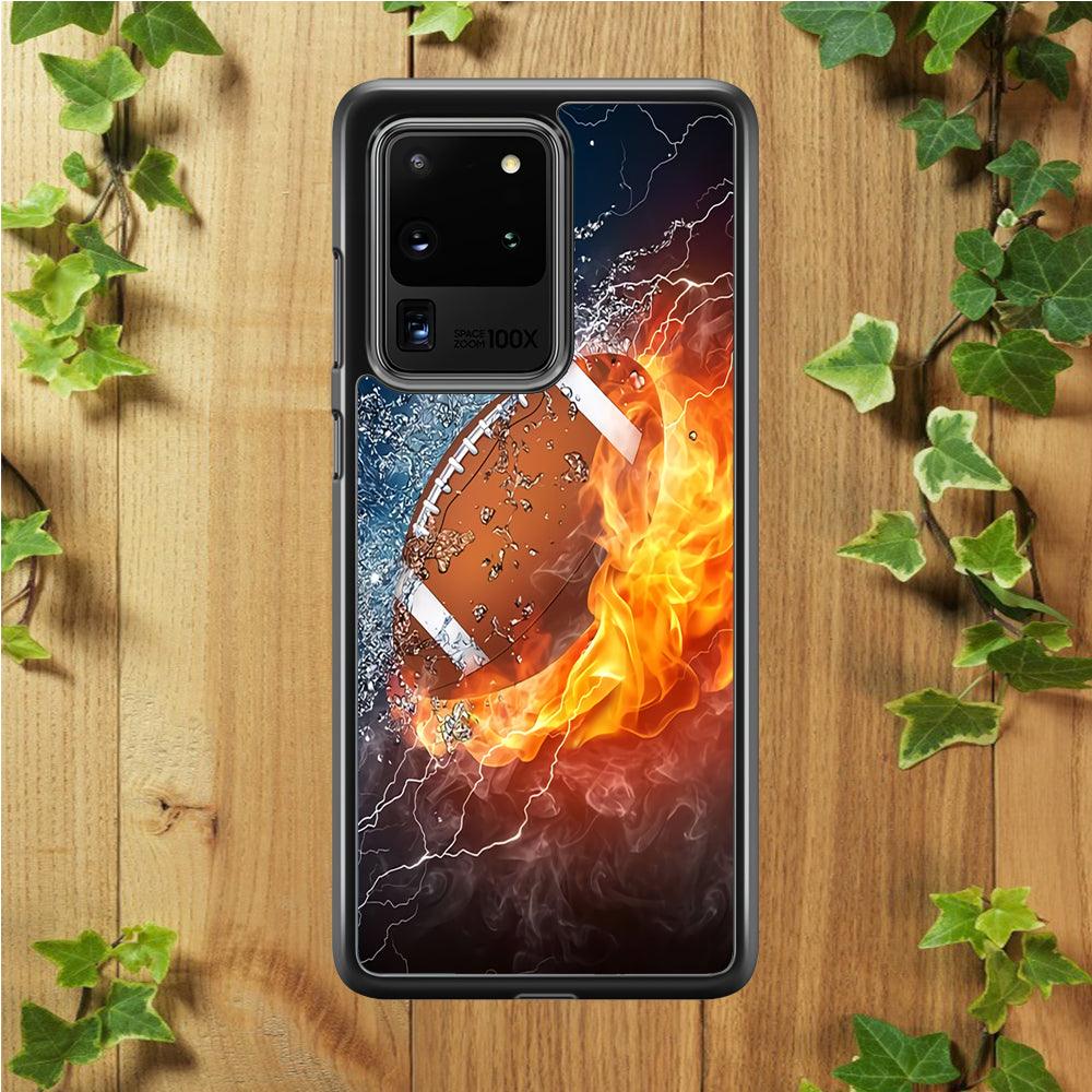American Football Ball Cool Art Samsung Galaxy S20 Ultra Case-Rubber / Black (2D Case)-Xtracase