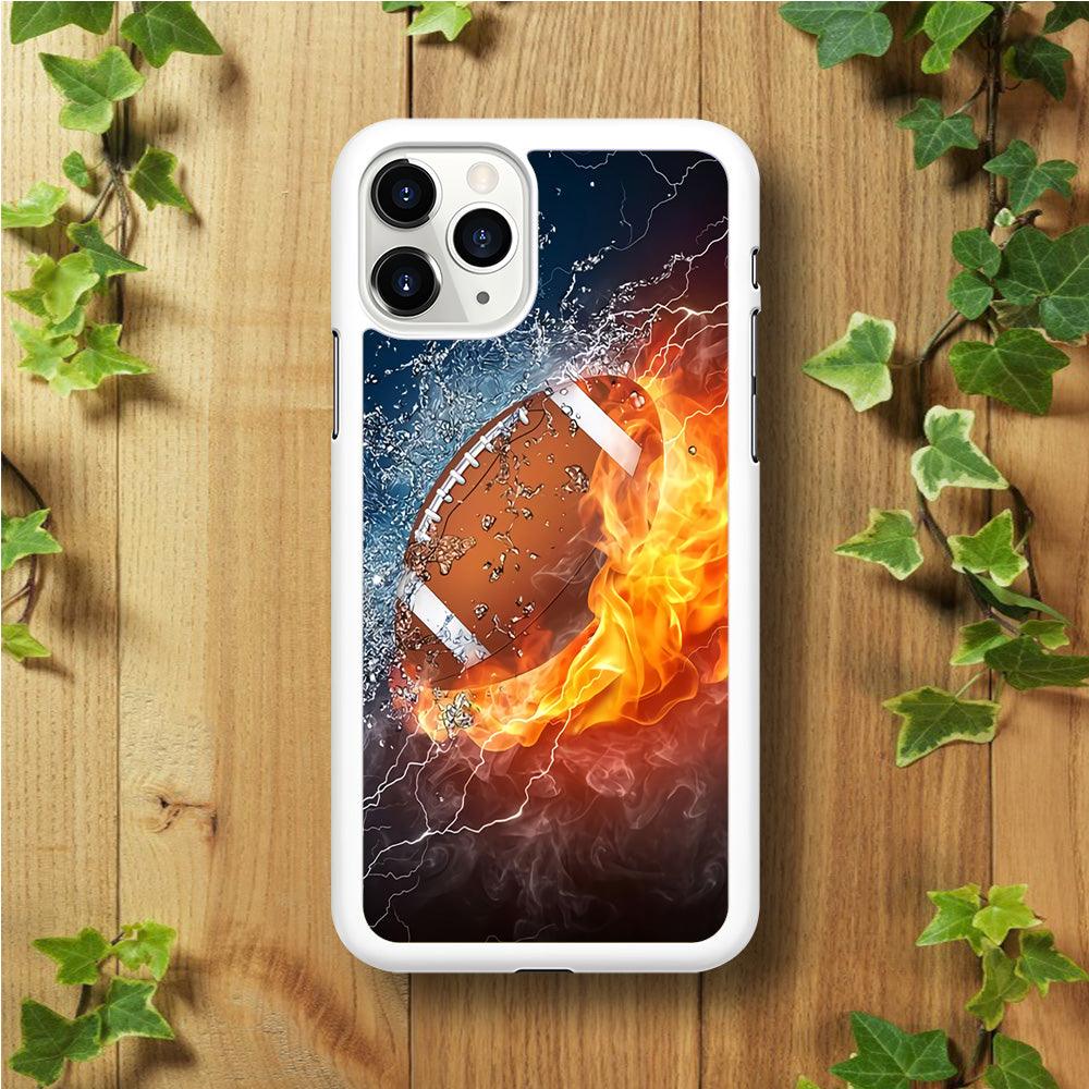 American Football Ball Cool Art iPhone 11 Pro Case-Rubber / White (2D Case)-Xtracase