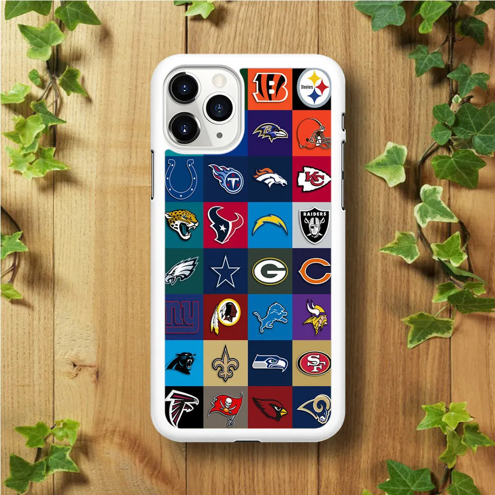 American Football Teams NFL iPhone 11 Pro Case-Rubber / White (2D Case)-Xtracase