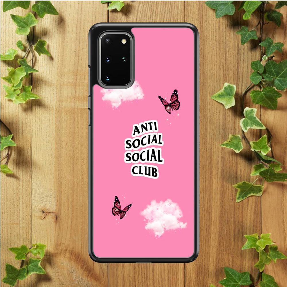 Anti Social Club Pink Samsung Galaxy S20 Plus Case-Rubber / Black (2D Case)-Xtracase