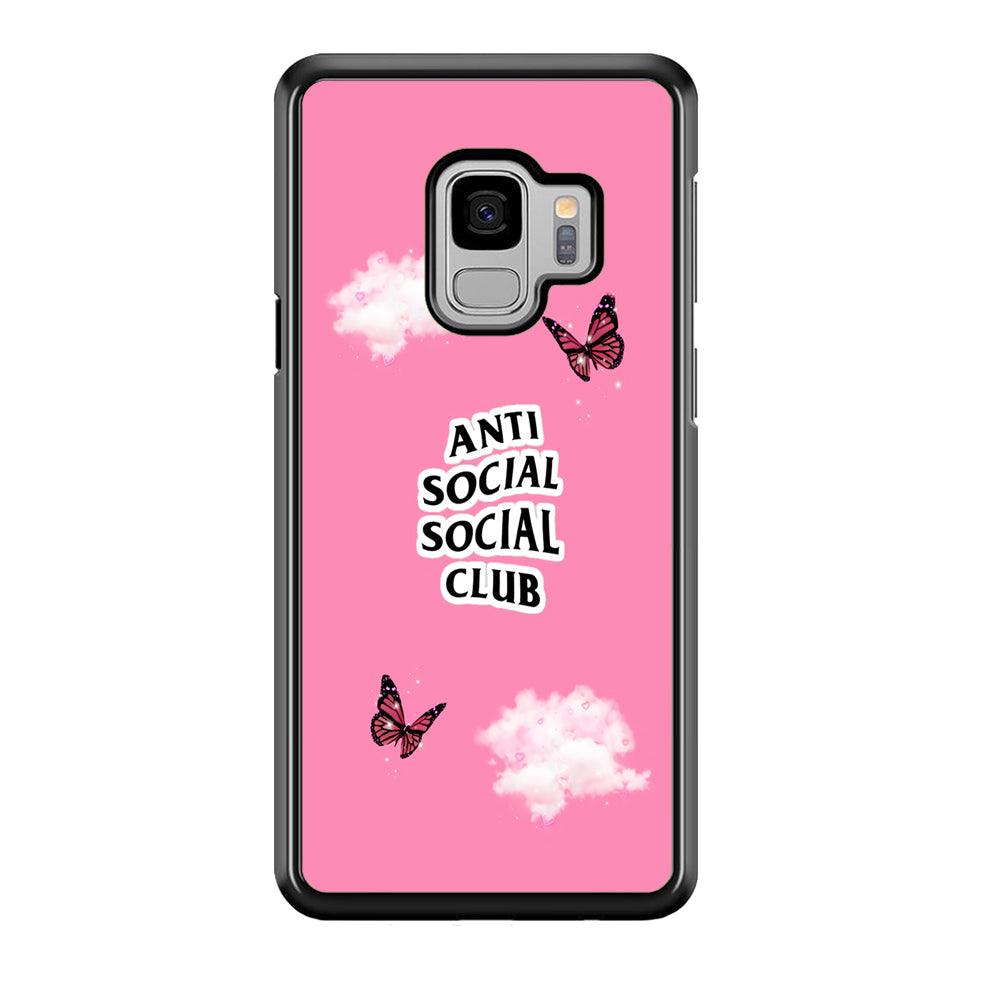 Anti Social Club Pink Samsung Galaxy S9 Case-Rubber / Black (2D Case)-Xtracase