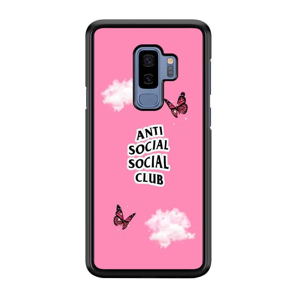 Anti Social Club Pink Samsung Galaxy S9 Plus Case-Rubber / Black (2D Case)-Xtracase