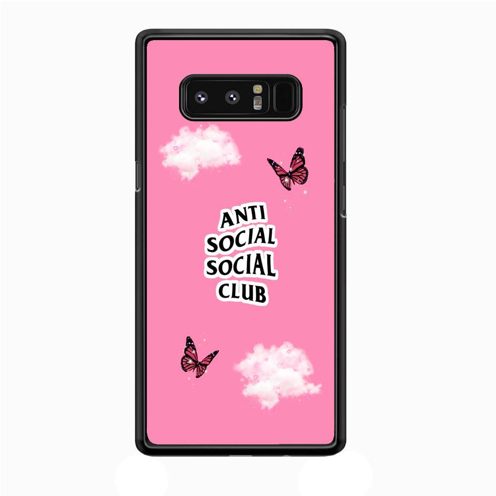 Anti Social Club Pink Samsung Galaxy Note 8 Case-Rubber / Black (2D Case)-Xtracase