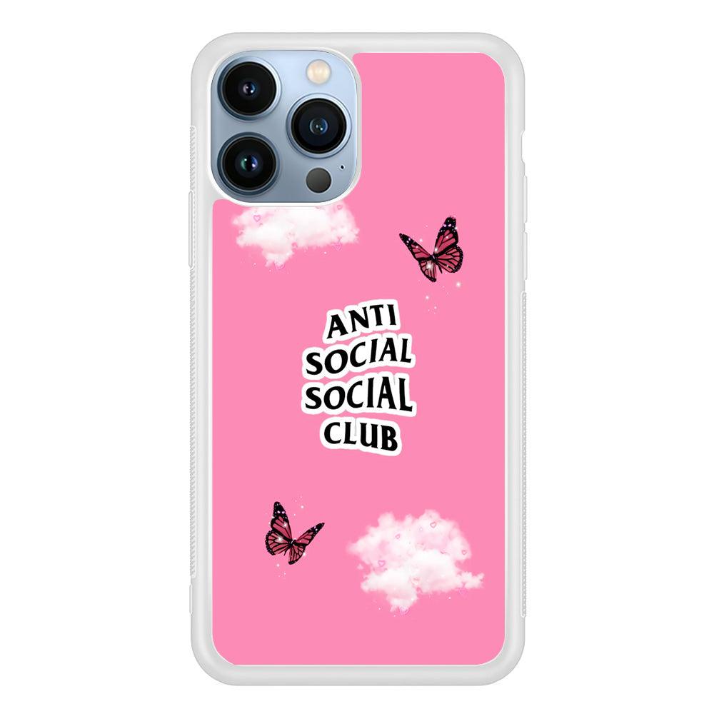 Anti Social Club Pink iPhone 13 Pro Case-Rubber / White (2D Case)-Xtracase