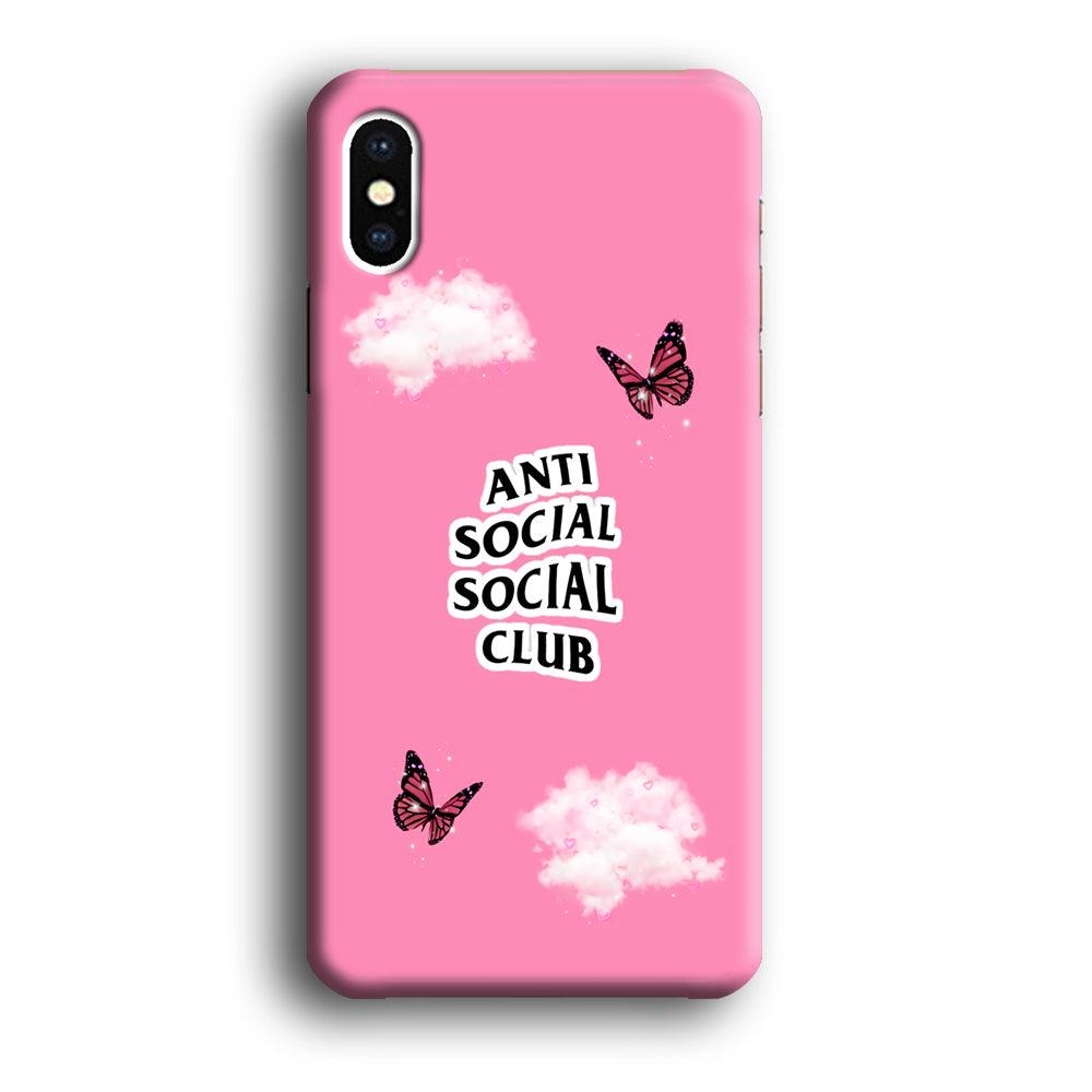 Anti Social Club Pink iPhone X Case-Plastic / Full Wrap (3D Case)-Xtracase