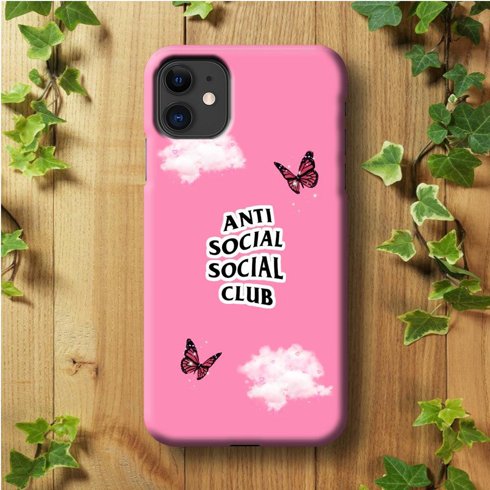 Anti Social Club Pink iPhone 11 Case-Plastic / Full Wrap (3D Case)-Xtracase