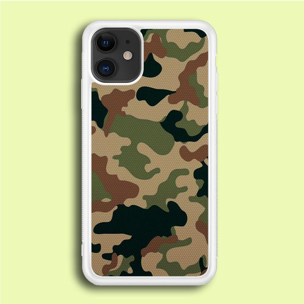 Army Pattern 003 iPhone 12 Case-Rubber / White (2D Case)-Xtracase