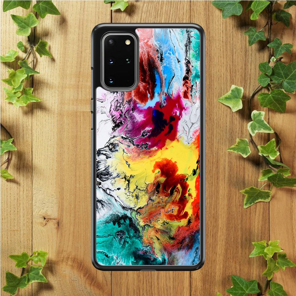 Art Abstract Painting Multicolor Samsung Galaxy S20 Plus Case-Rubber / White (2D Case)-Xtracase