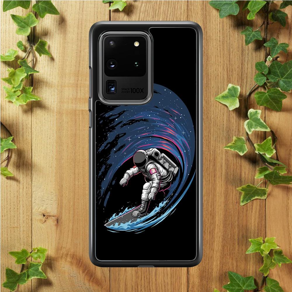 Astronaut Surfing The Sky Samsung Galaxy S20 Ultra Case-Rubber / White (2D Case)-Xtracase