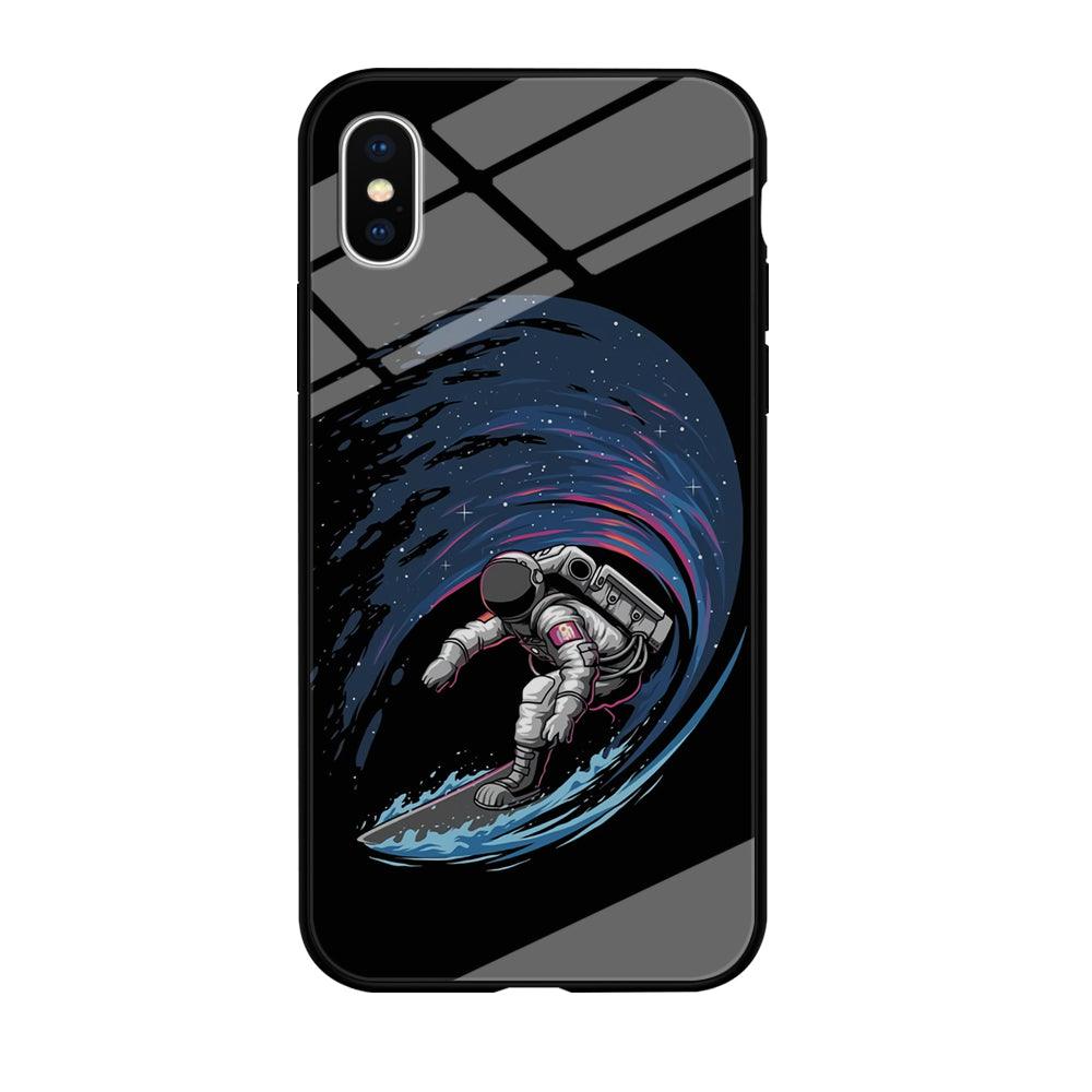 Astronaut Surfing The Sky iPhone X Case-Tempered Glass Case-Xtracase