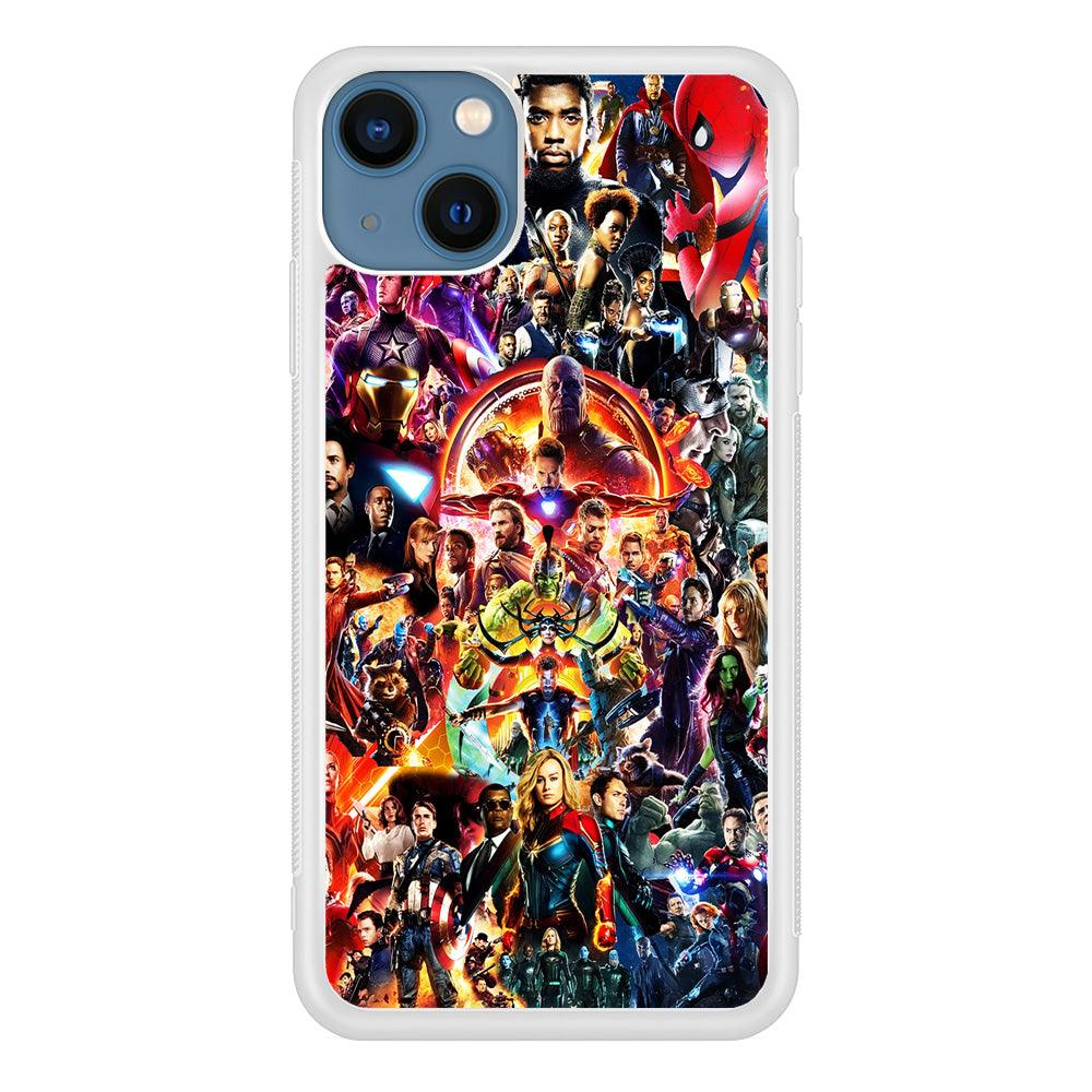 Avengers All Characters iPhone 13 Mini Case-Rubber / White (2D Case)-Xtracase
