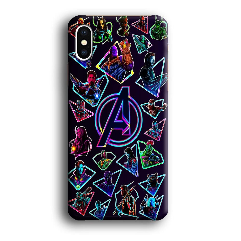 Avengers Characters Purple iPhone Xs Max Case-Plastic / Full Wrap (3D Case)-Xtracase