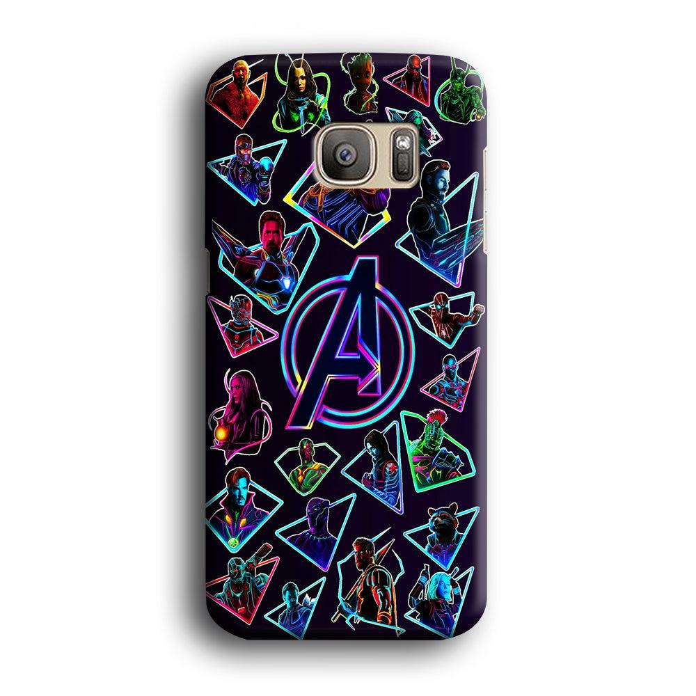 Avengers Characters Purple Samsung Galaxy S7 Edge Case-Plastic / Full Wrap (3D Case)-Xtracase