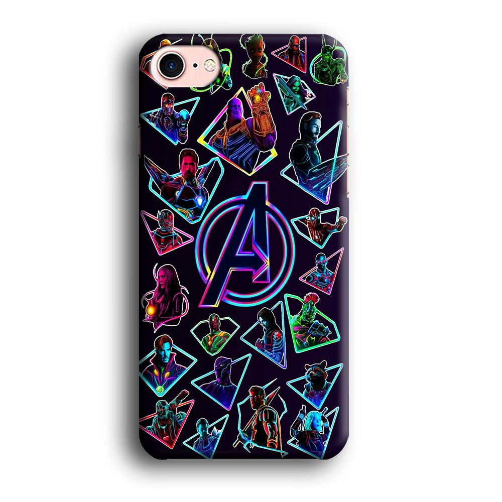 Avengers Characters Purple iPhone 8 Case-Plastic / Full Wrap (3D Case)-Xtracase