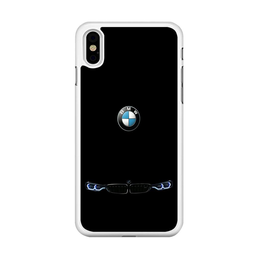 BMW Logo Black iPhone Xs Case-Rubber / White (2D Case)-Xtracase