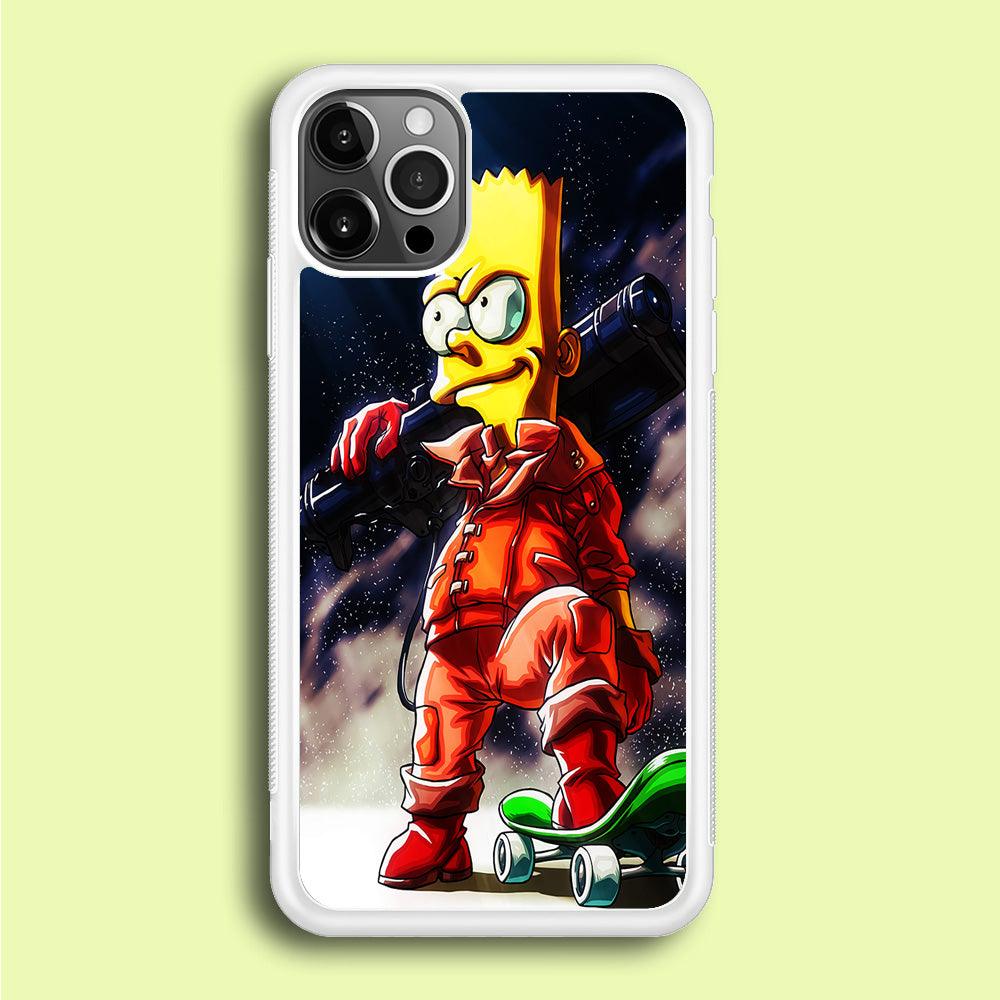 Bart Simpson Troops iPhone 12 Pro Max Case-Rubber / White (2D Case)-Xtracase